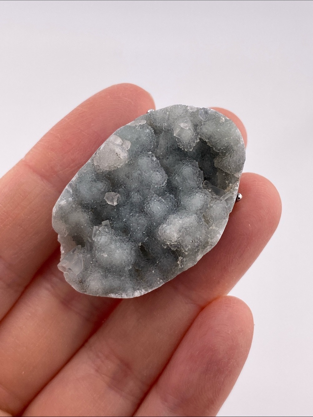Apophyllite Druzy Ring • Raw Crystal Cluster • Adjustable Silver Statement Ring
